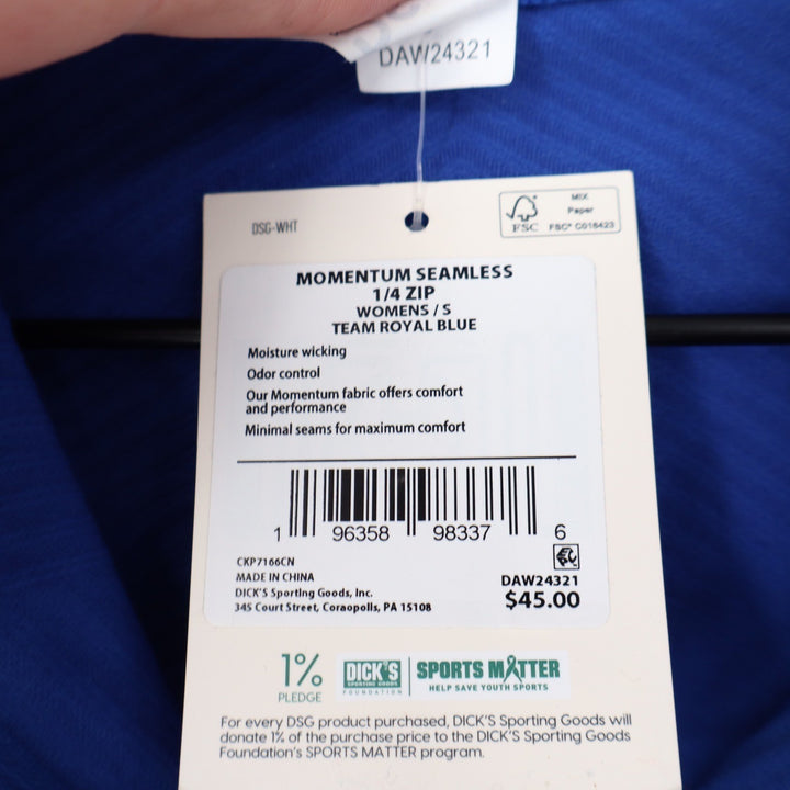 DSG Momentum Seamless 1/4 Zip Womens Small Team Royal Blue Pullover