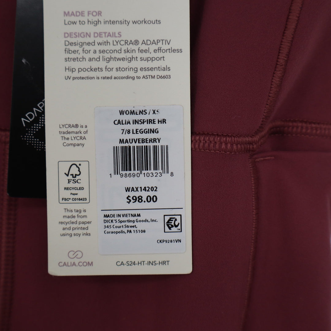 Calia Inspire High Rise 7/8 Legging Mauveberry Purple XS