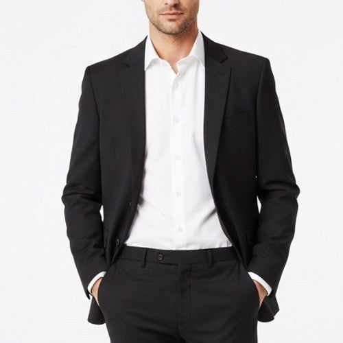 JHANE BARNES Mens Black Pinstripe Wool Suit Blazer Jacket Size 38 Regular