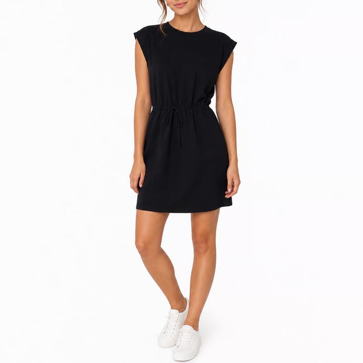 A New Day Black Sleeveless Drawstring Waist T-Shirt Dress XS VN1042782