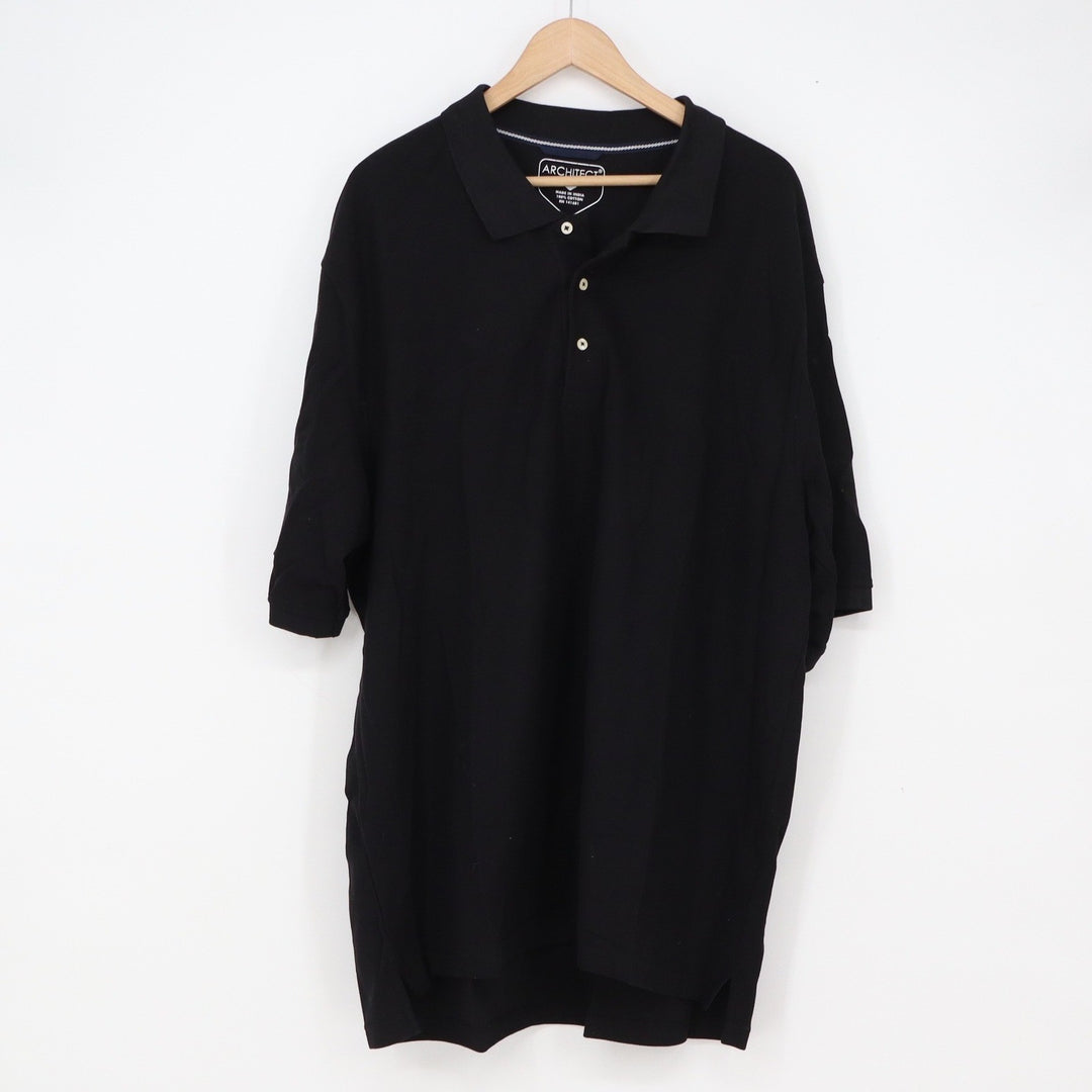 Architect Polo Shirt Mens XXL Black Short Sleeve Solid Cotton Excellent