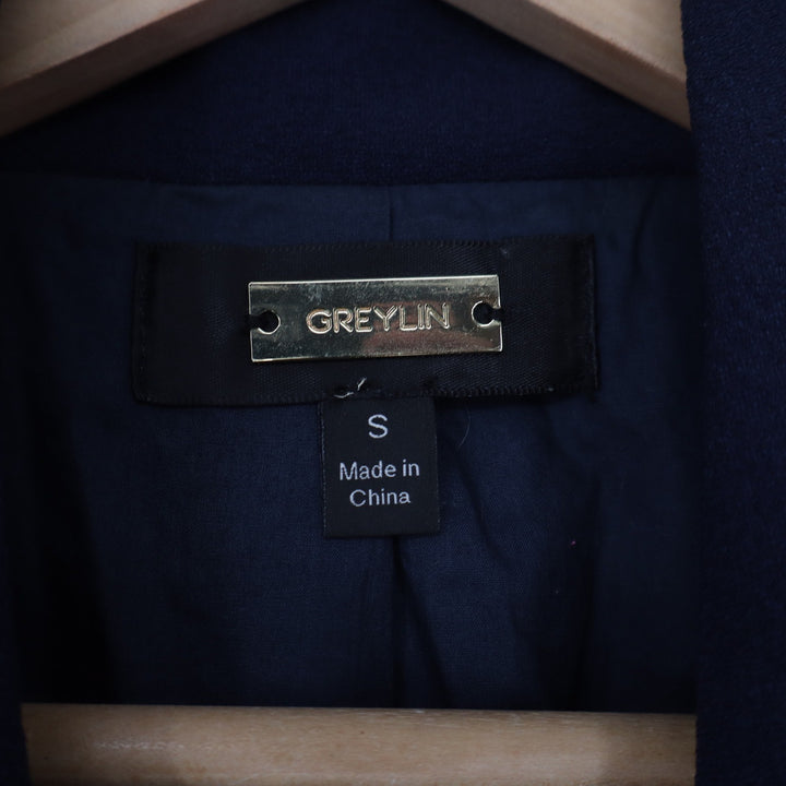 Greylin Blazer Womens S Navy Cream Color block Double Breasted Good