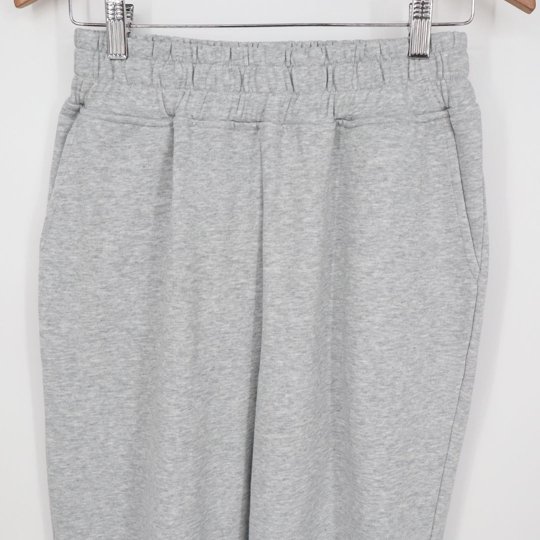 Jogger Pants Womens S Heather Gray Ribbed Fleece Lined Slash Pockets High Rise
