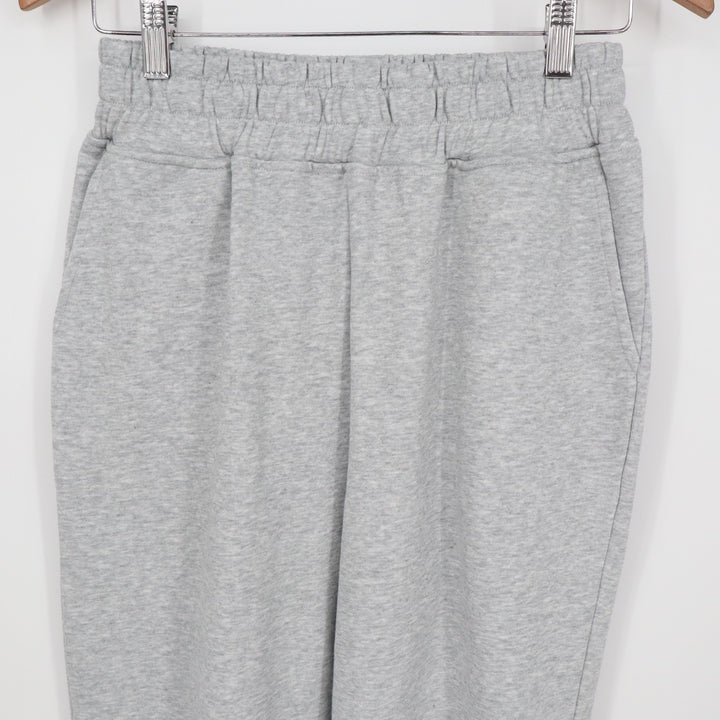 Jogger Pants Womens S Heather Gray Ribbed Fleece Lined Slash Pockets High Rise