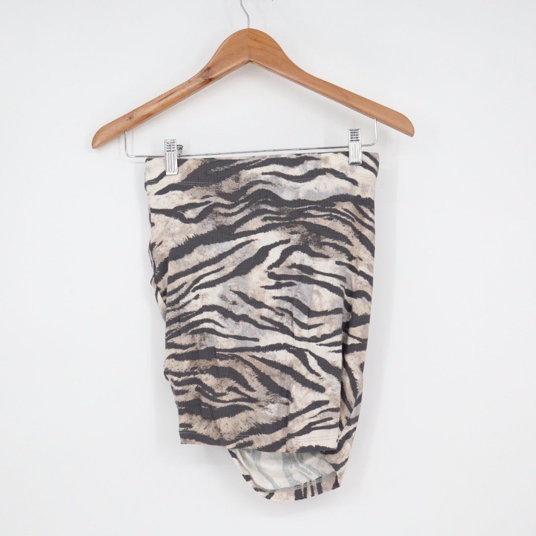 LNA Clothing Tiger Print Ruched Mini Skirt Extra Small