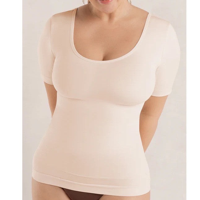Shapermint Essentials All Day Every Day Shaping T Shirt Womens L Chai Shapewear