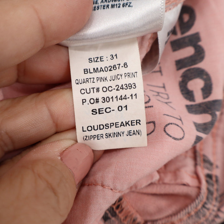 Bench Loudspeaker Zipper Skinny Jeans Pink Floral Butterfly Print Size 31