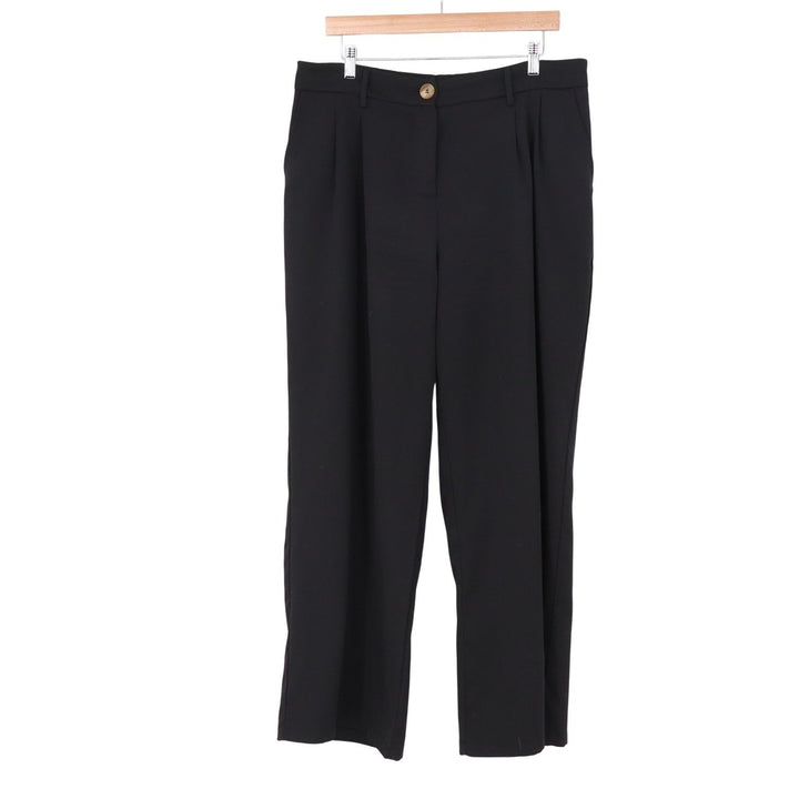 Automet Black Pleated High Waist Straight Leg Trousers XL