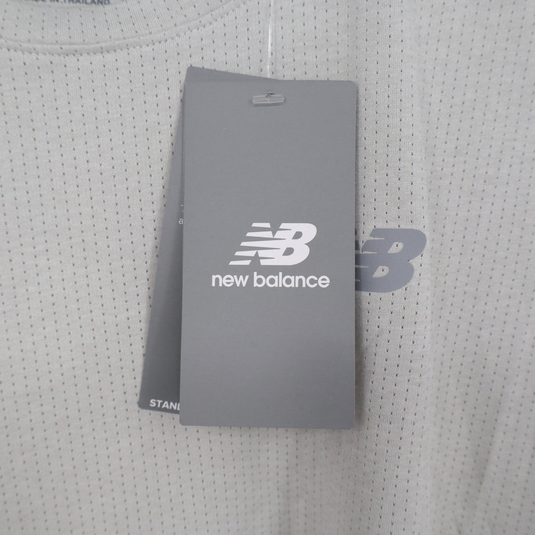 New Balance Mens Short Sleeve Perforated Mesh Athletic T-Shirt Grey Size M
