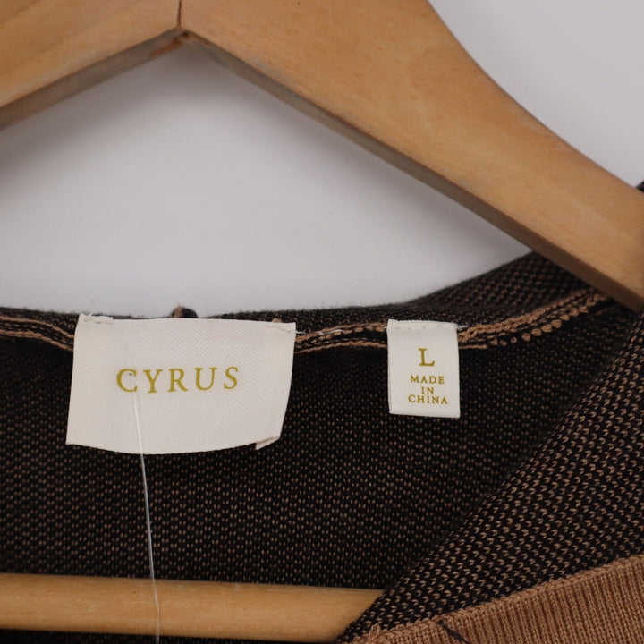 Cyrus Womens Striped Hooded Sweater Brown Black Rayon Blend Size L
