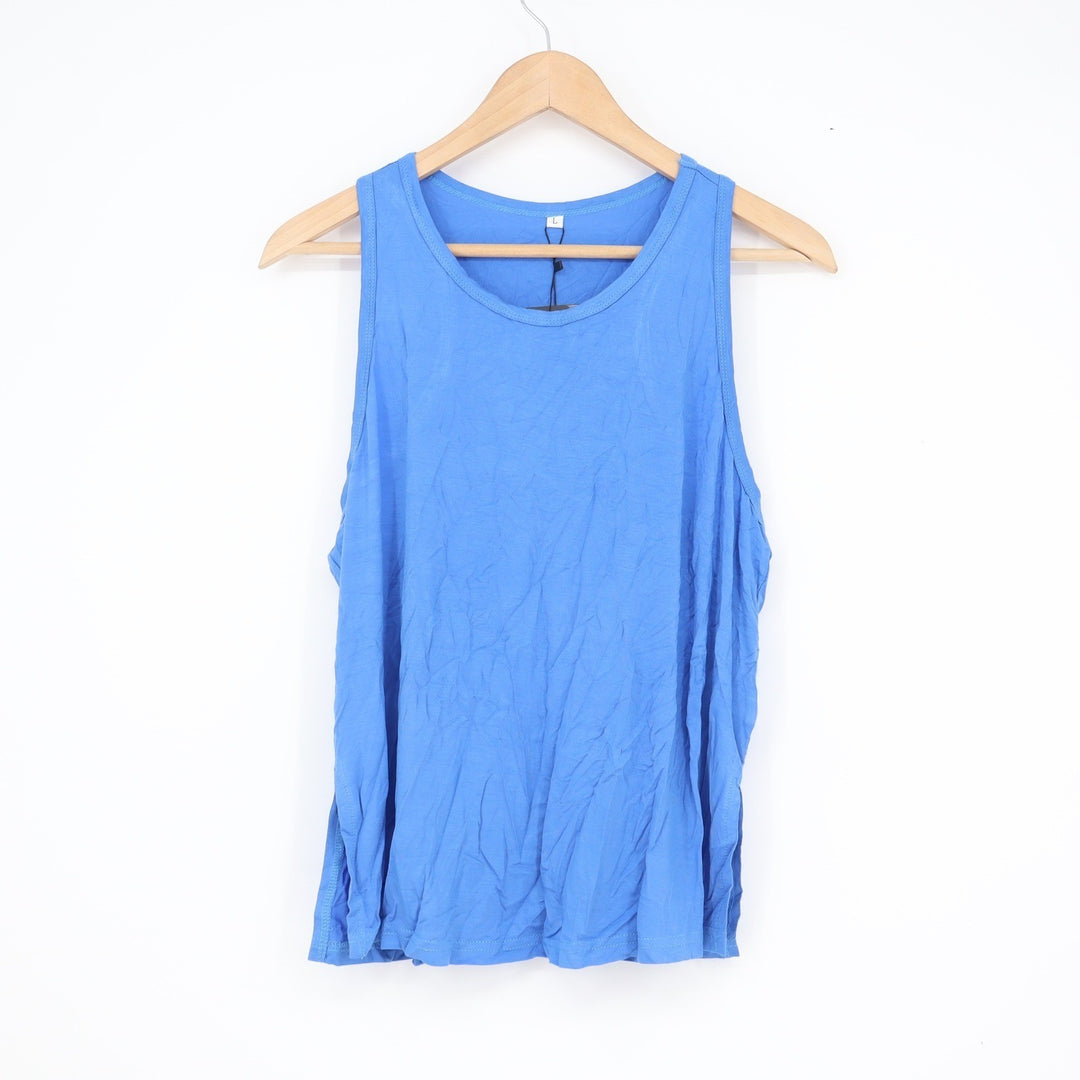 Bestisun Womens Blue Racerback Workout Tank Top Size L New NWT Modal Spandex