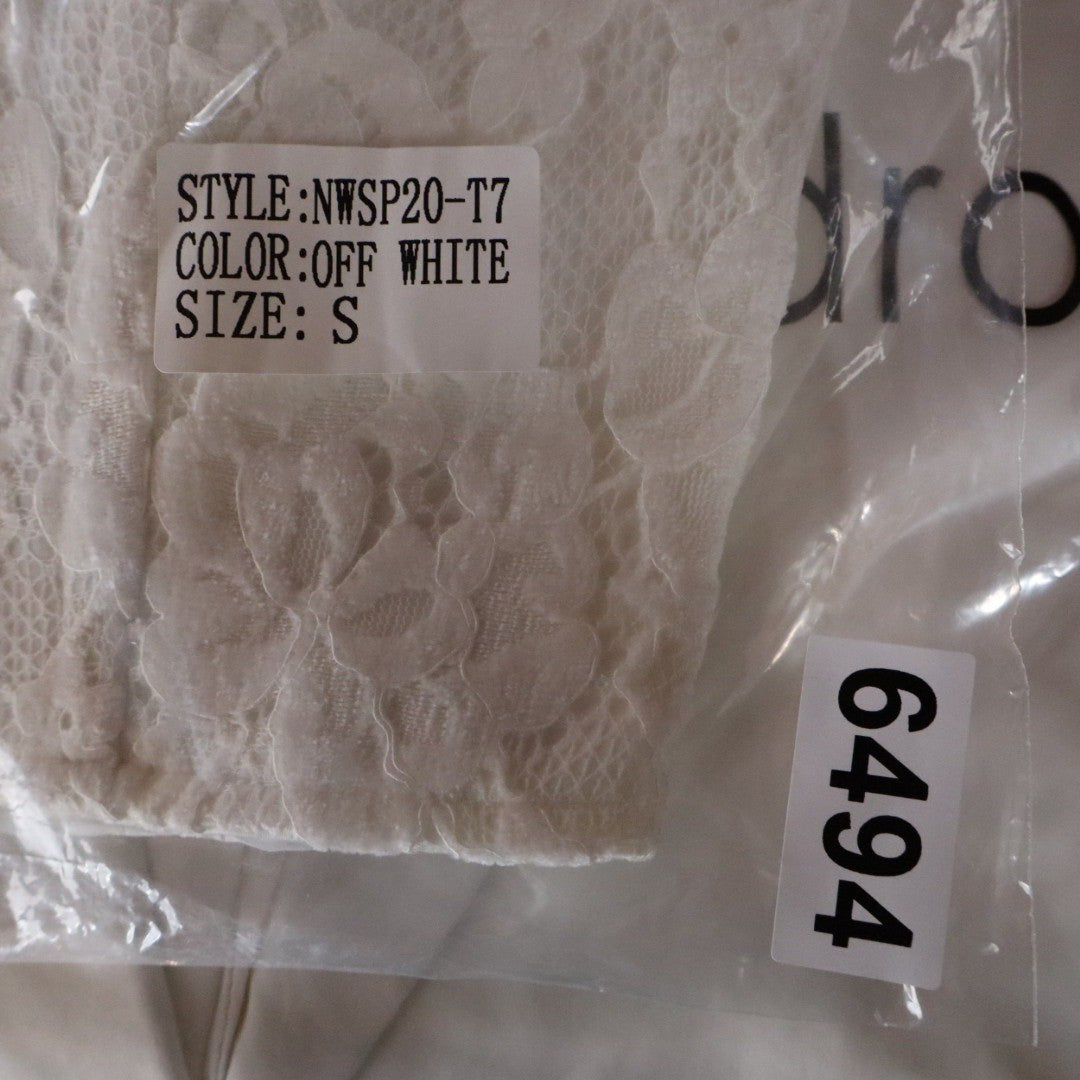 Naked Wardrobe Off White Lace Bustier Crop Top Sweetheart Strapless Small