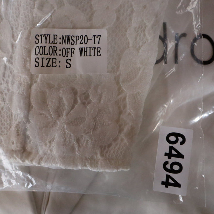 Naked Wardrobe Off White Lace Bustier Crop Top Sweetheart Strapless Small