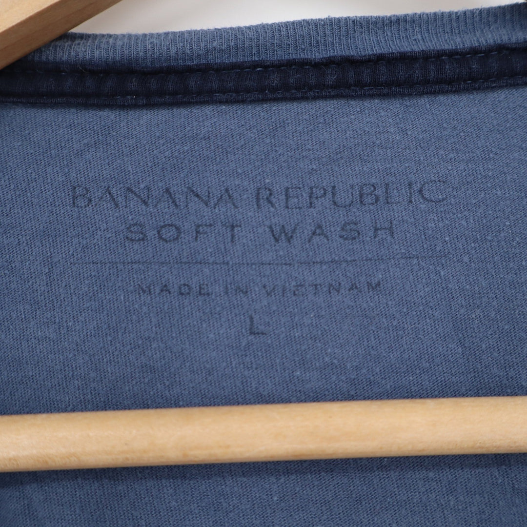 Banana Republic Soft Wash Mens Blue Long Sleeve Cotton Crew Neck T-Shirt Large