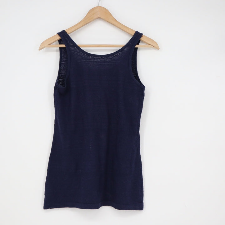 Mossimo Supply Co Navy Blue Pointelle Knit Tank Top Scoop Neck Large