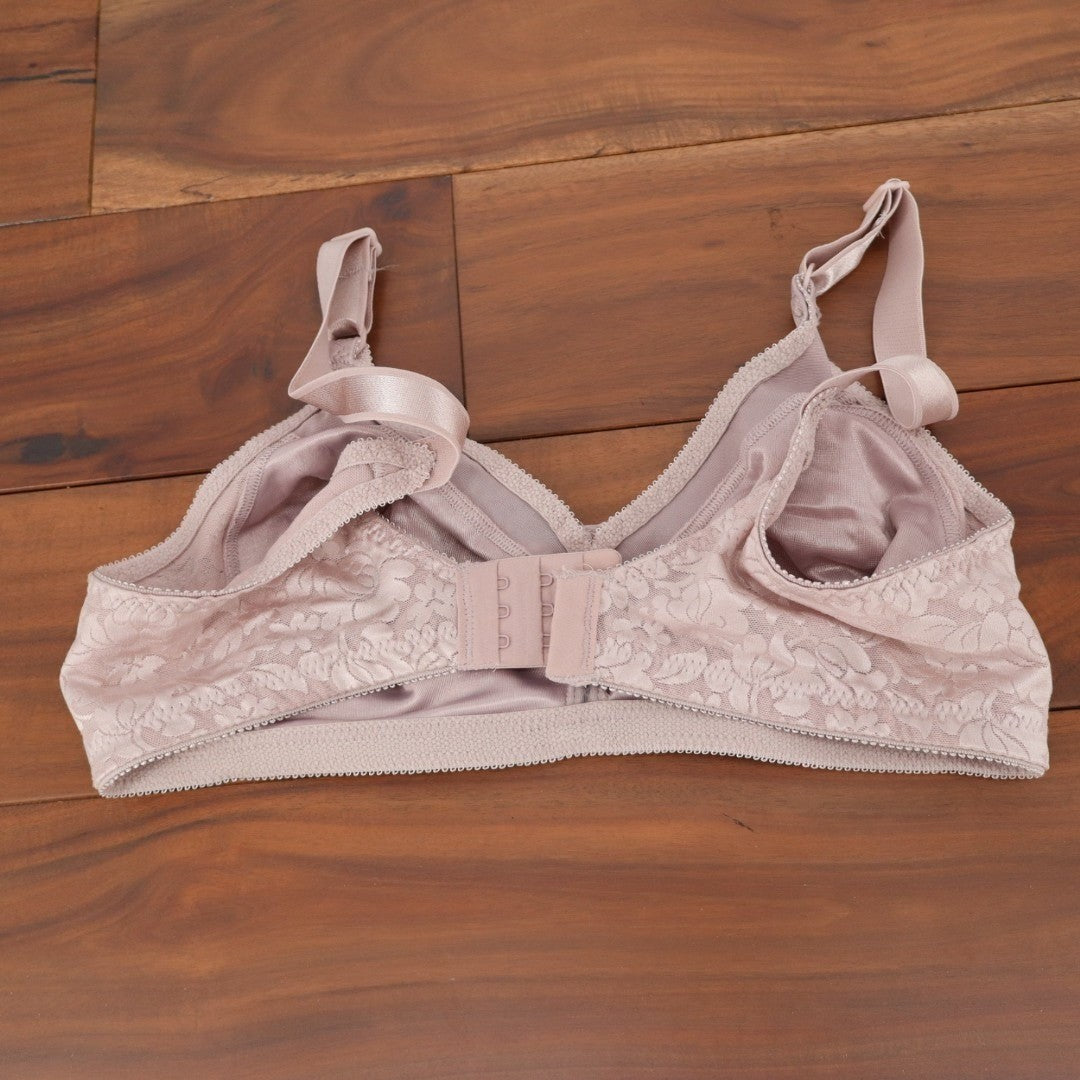 Bali Double Support Lace Wireless Bra Womens 36B Pink Floral Jacquard Stretch