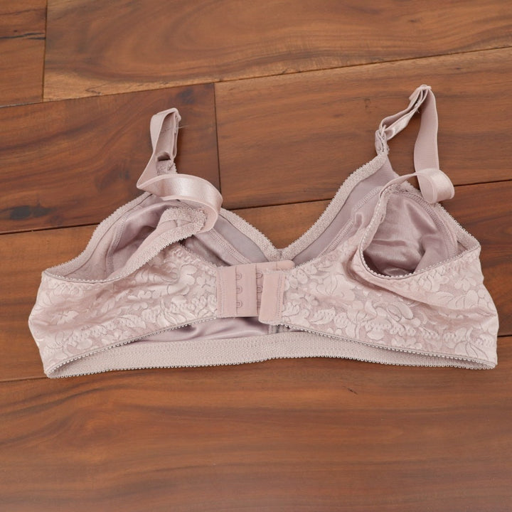 Bali Double Support Lace Wireless Bra Womens 36B Pink Floral Jacquard Stretch