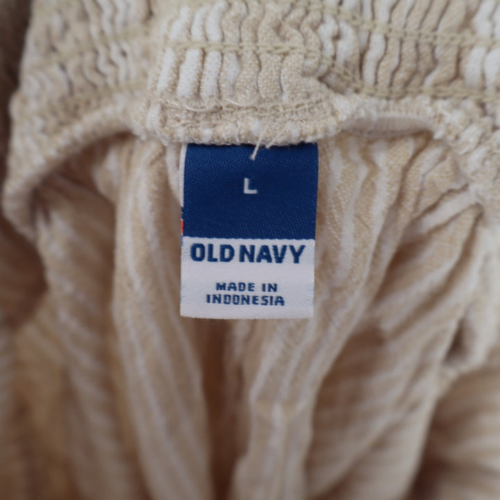 Old Navy Womens Tan White Striped Linen Blend Romper Pockets Large