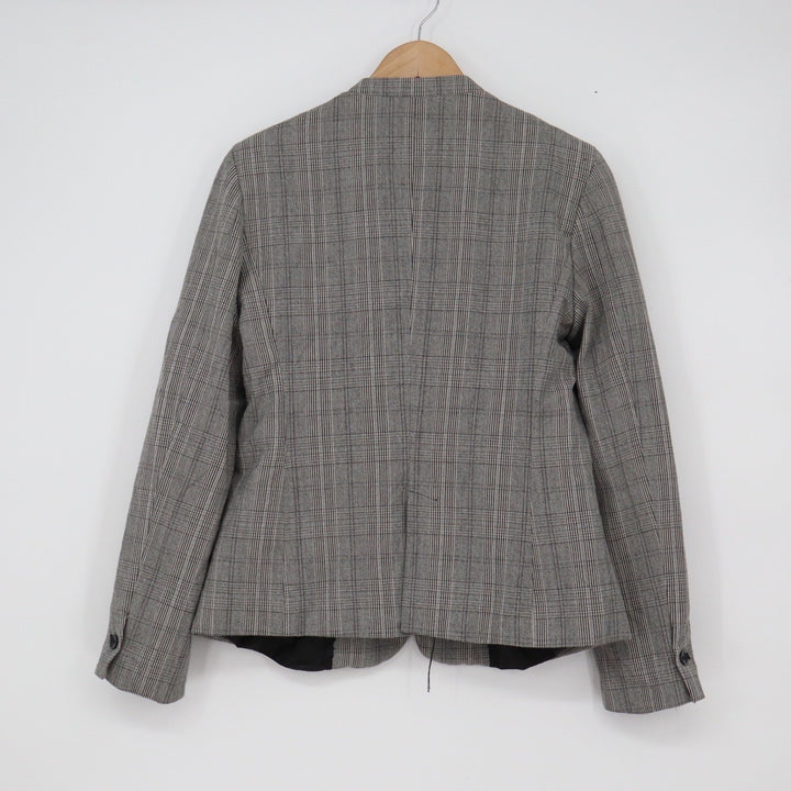 Premise Studio Petite Grey Glen Plaid Collarless Single Button Blazer 6P 10891