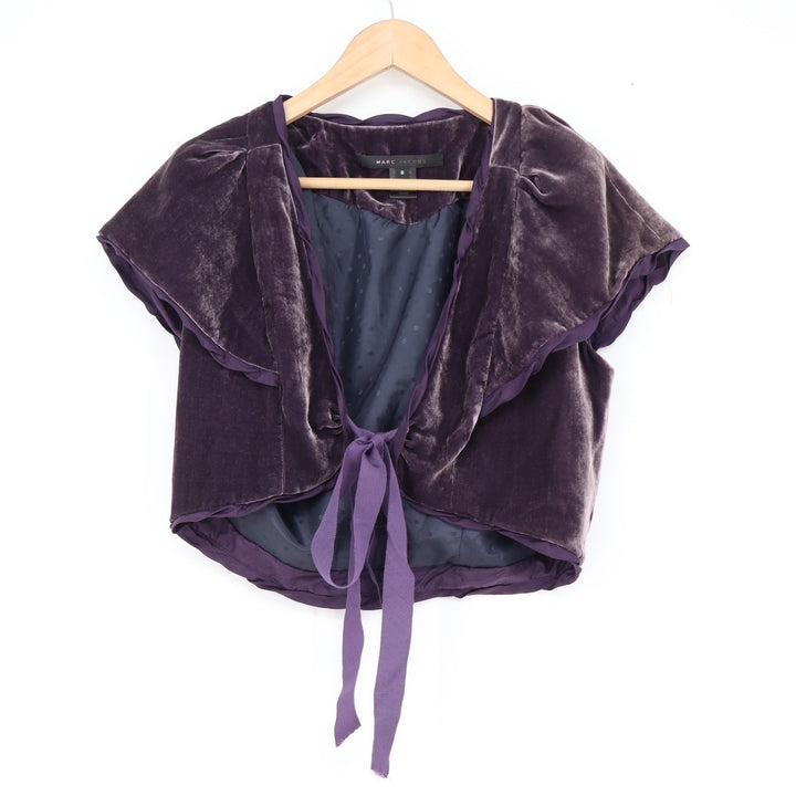 Marc Jacobs Purple Silk Blend Velvet Bolero Shrug Tie Front Jacket Size 8