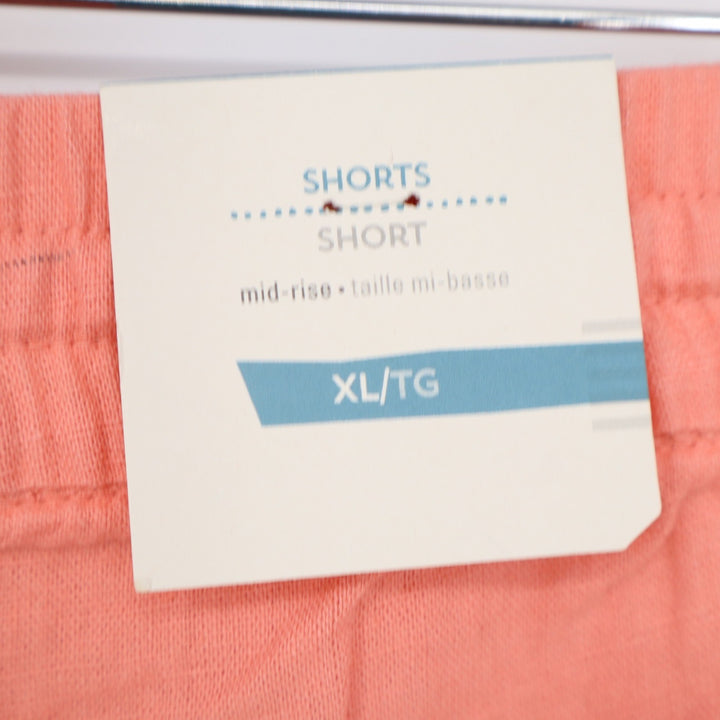Old Navy Womens XL Coral Pink Linen Blend Mid-Rise Drawstring Shorts NWT