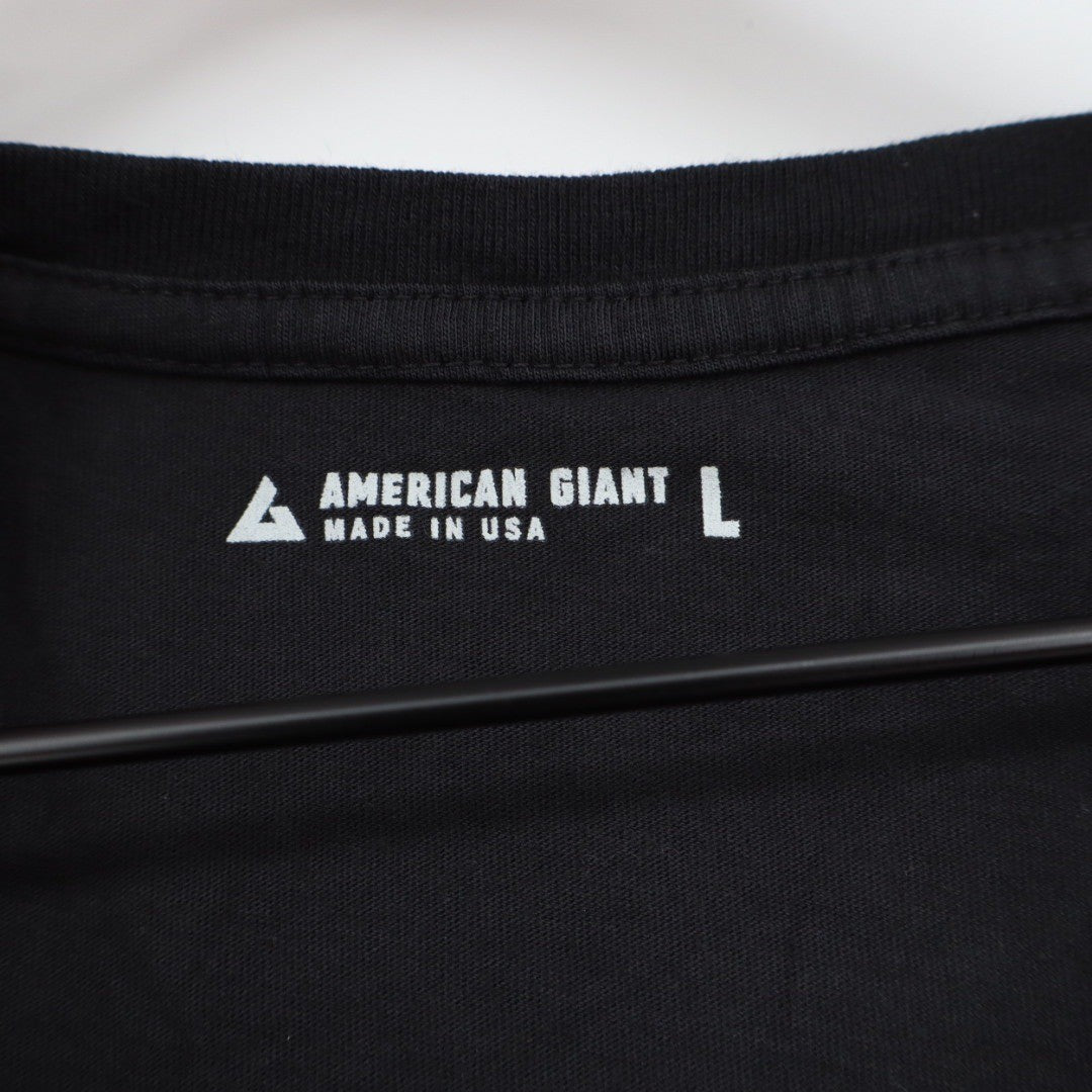 AMERICAN GIANT Womens Black V Neck T Shirt Made in USA Size L