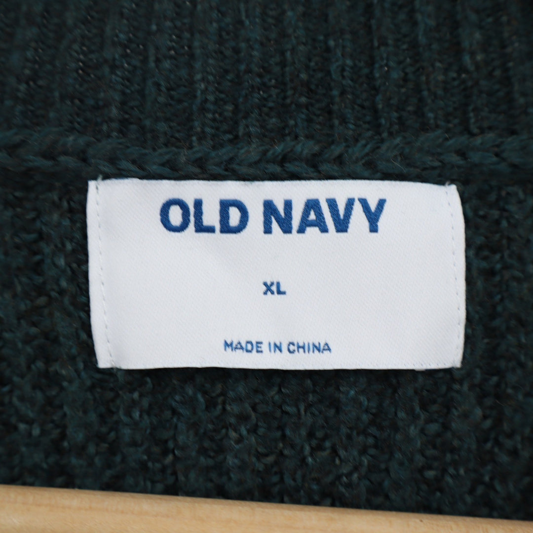 Old Navy Womens XL Forest Green Ribbed Henley V-Neck Long Sleeve Sweater Dress