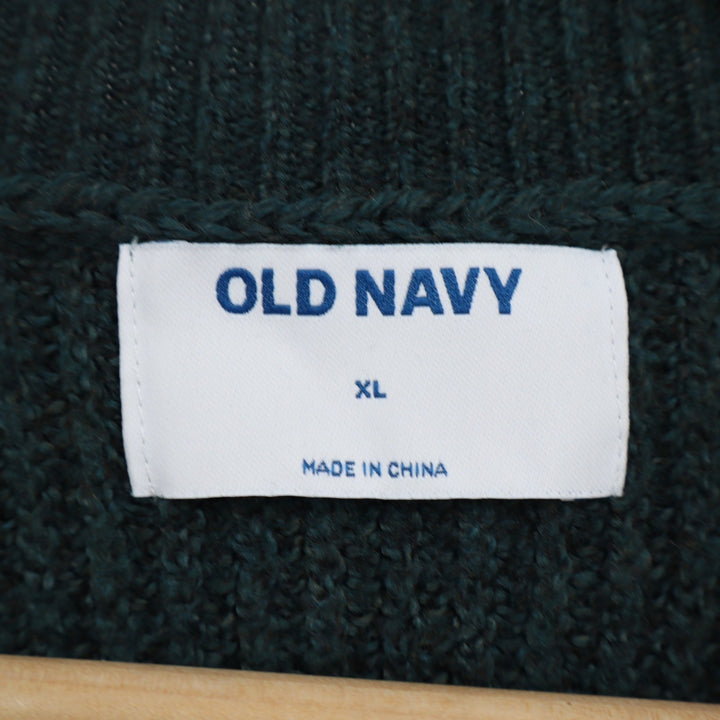 Old Navy Womens XL Forest Green Ribbed Henley V-Neck Long Sleeve Sweater Dress