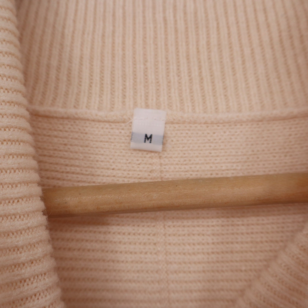 Oversized Cream Beige Ribbed Turtleneck Batwing Sleeve Knit Sweater Medium