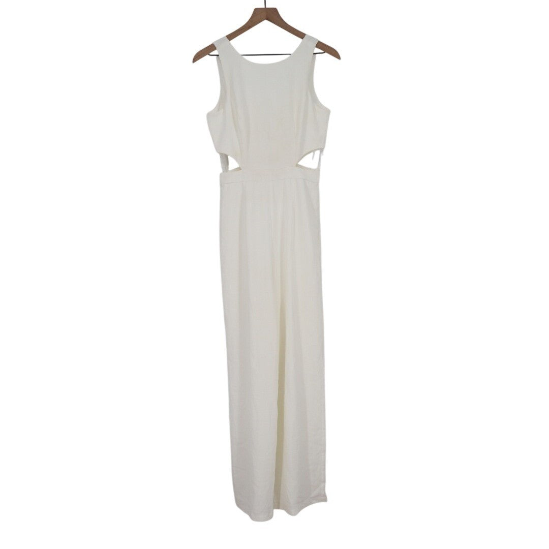 Lulus Moments to Remember Jumpsuit Womens Small White Sleeveless Wide-Leg Cutout
