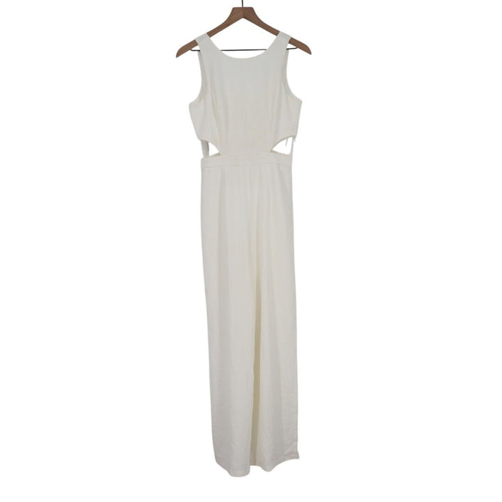 Lulus Moments to Remember Jumpsuit Womens Small White Sleeveless Wide-Leg Cutout