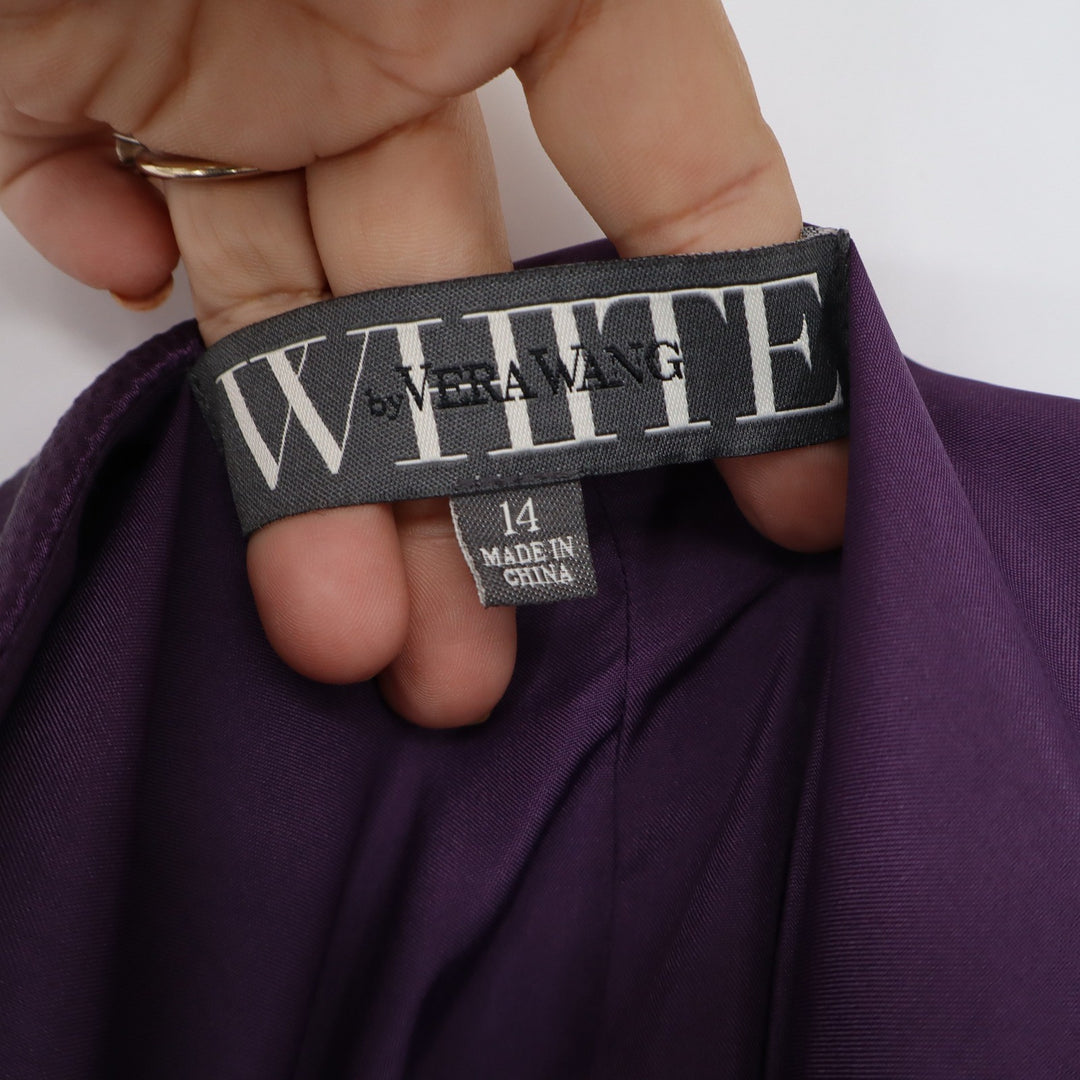 White by Vera Wang Plum Purple One Shoulder Ruched Cocktail Dress Sz 14