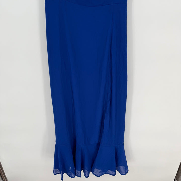 Lulus Summer Invite Royal Blue Tie-Strap Tiered Midi Dress Size M