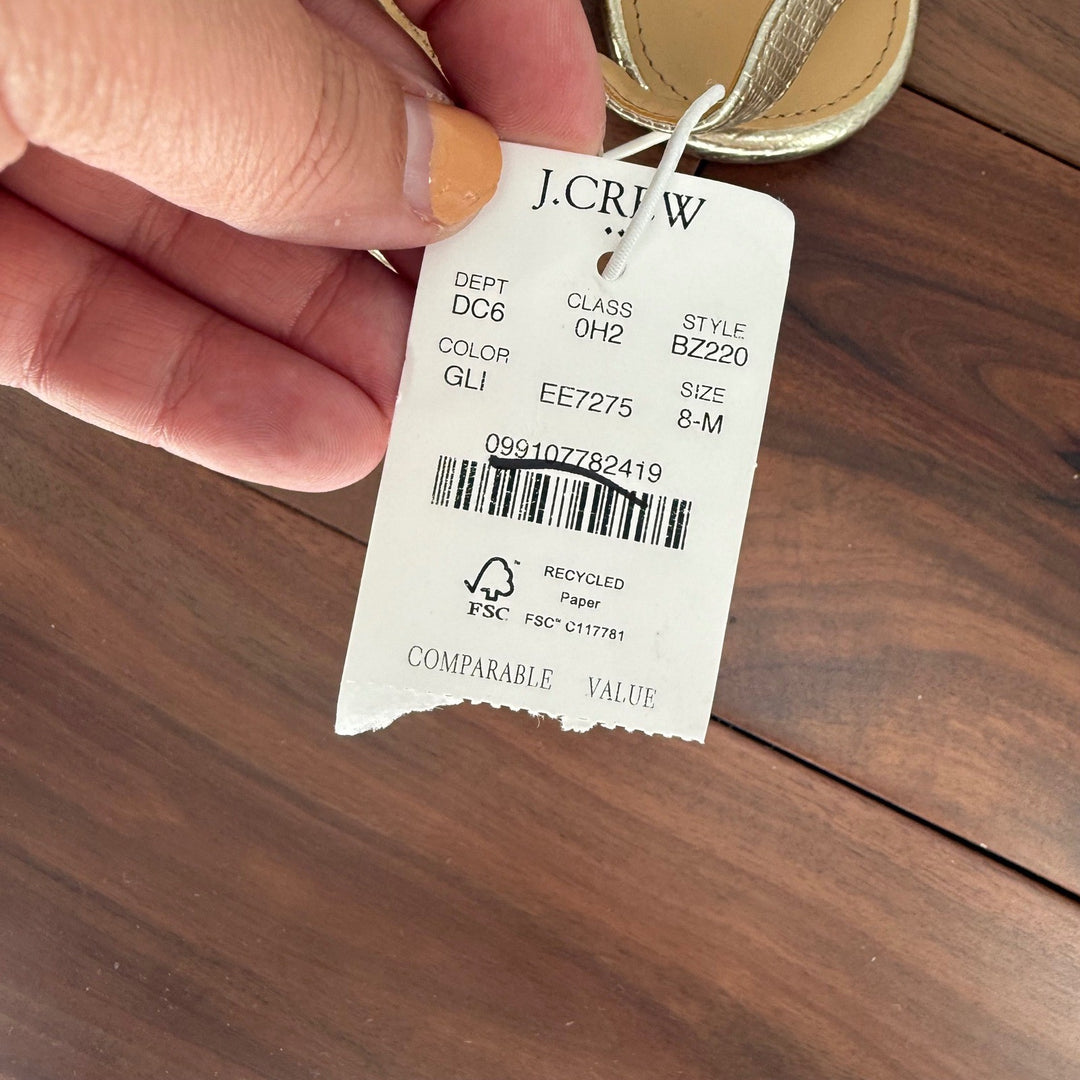 J. Crew Gold Metallic Embossed Pointed Toe Slingback Flats Women's Size 8M