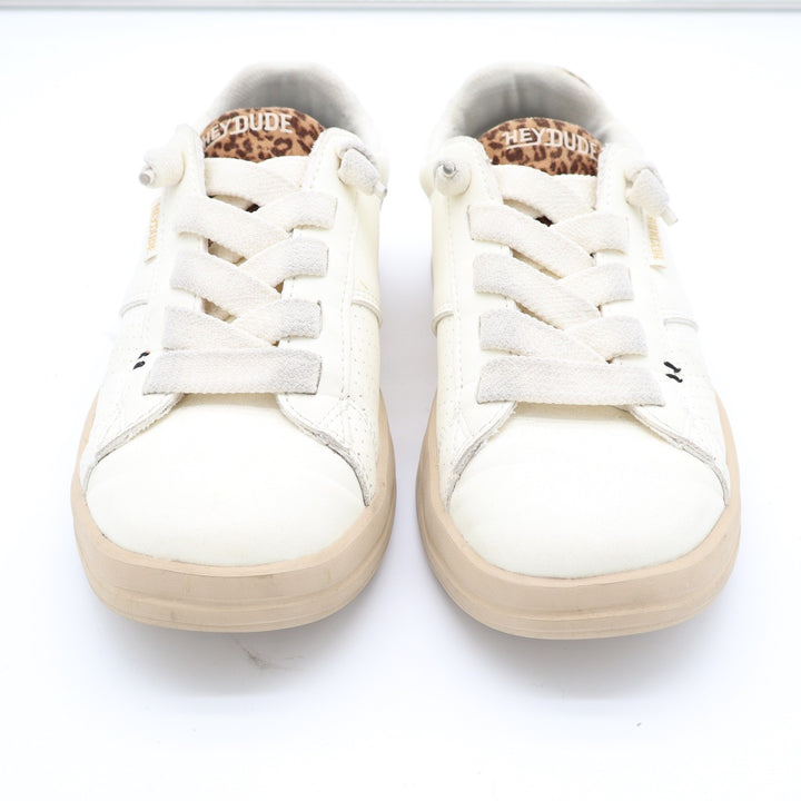 Hey Dude Karina Duo Classic Sneakers Egret Multi Leopard Print Women Size 8