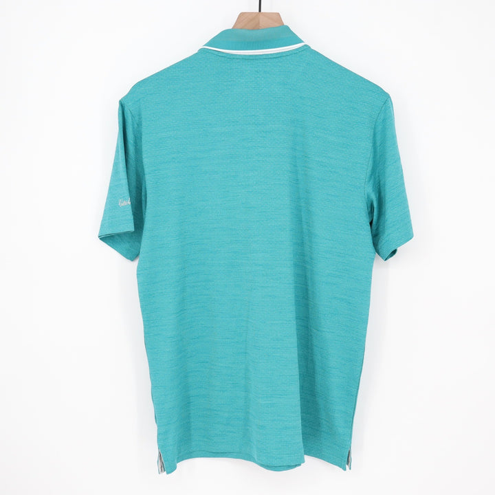 Walter Hagen Mens P11 Birdseye Athletic Fit Polo Dark Aqua Blue Heather Small