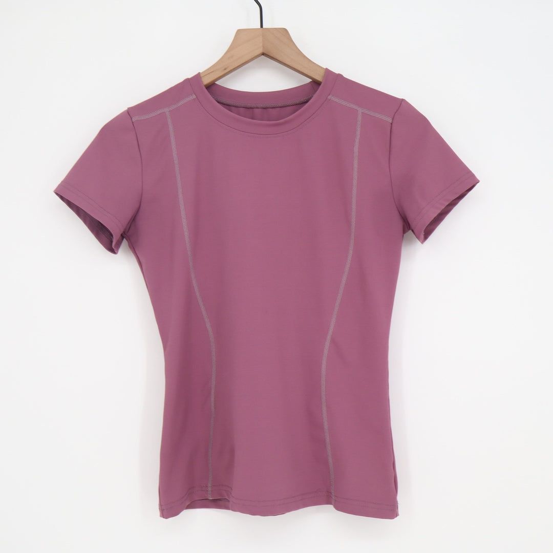 Unbranded Athletic Shirt Womens S Plum Short Sleeve Flatlock Seam Excellent