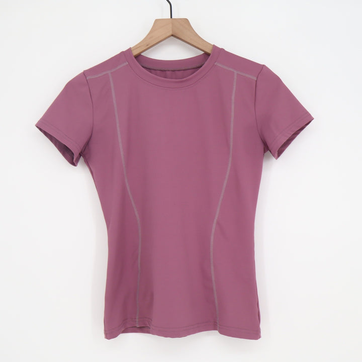 Unbranded Athletic Shirt Womens S Plum Short Sleeve Flatlock Seam Excellent