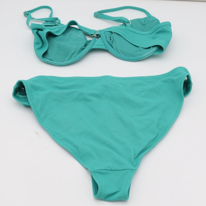 Old Navy Bikini Set Womens M Textured Underwire High Cut Teal Excellent