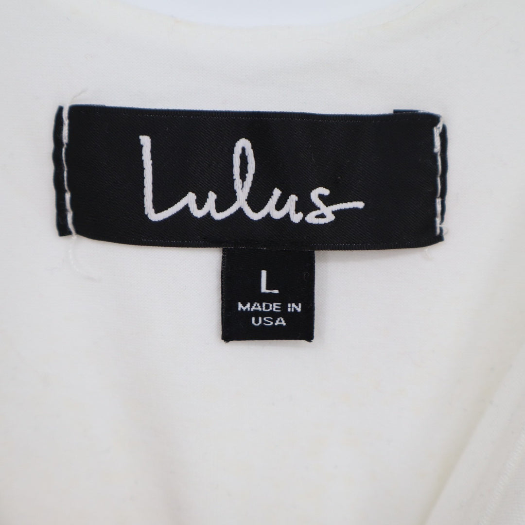 Lulus Pretty Pleased Bodysuit Womens Large White Stretch Tie-Strap One Piece