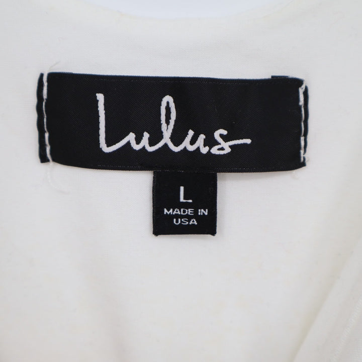 Lulus Pretty Pleased Bodysuit Womens Large White Stretch Tie-Strap One Piece