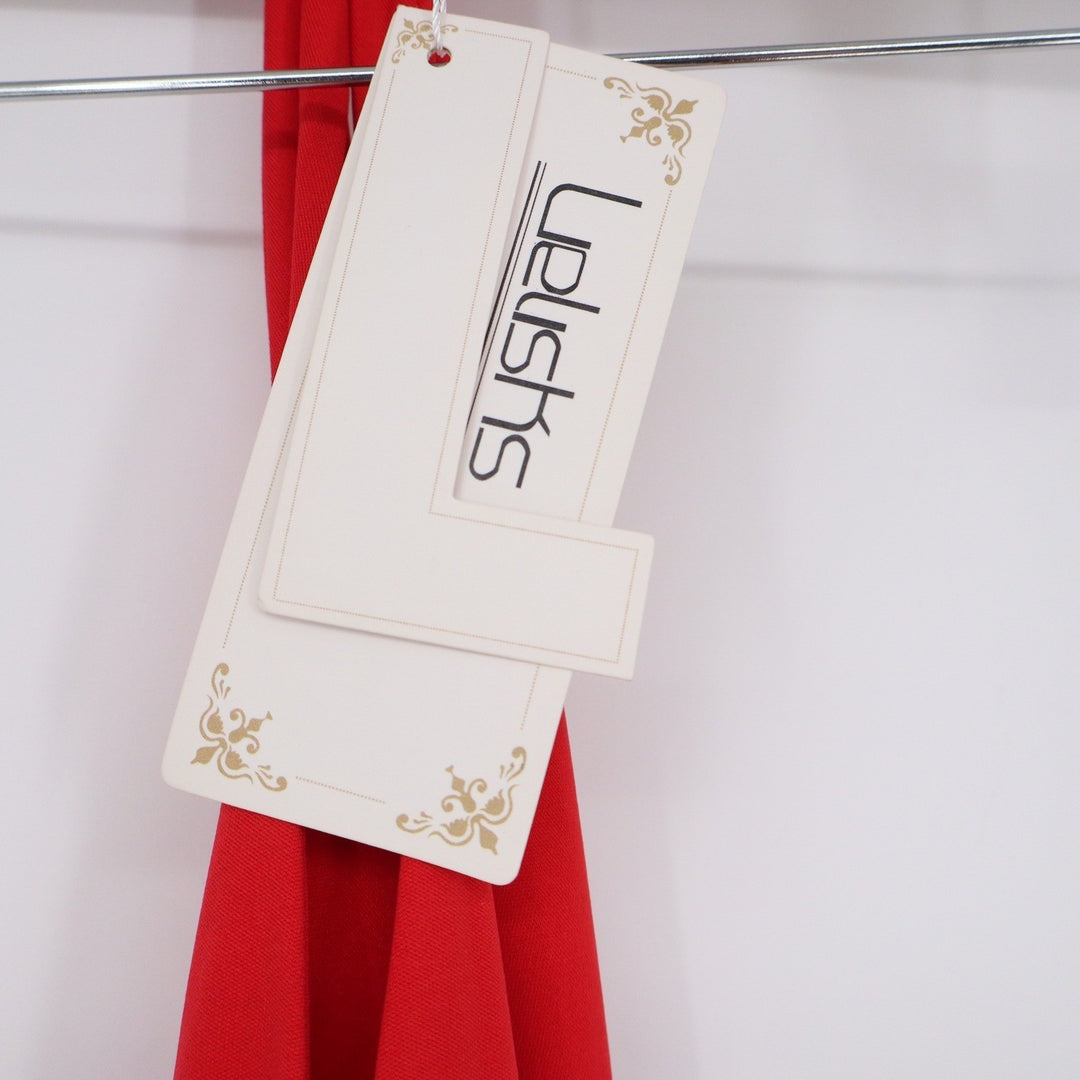 Lulishs Red Halter Jumpsuit Deep V-Neck Wide Leg Formal Evening Size L