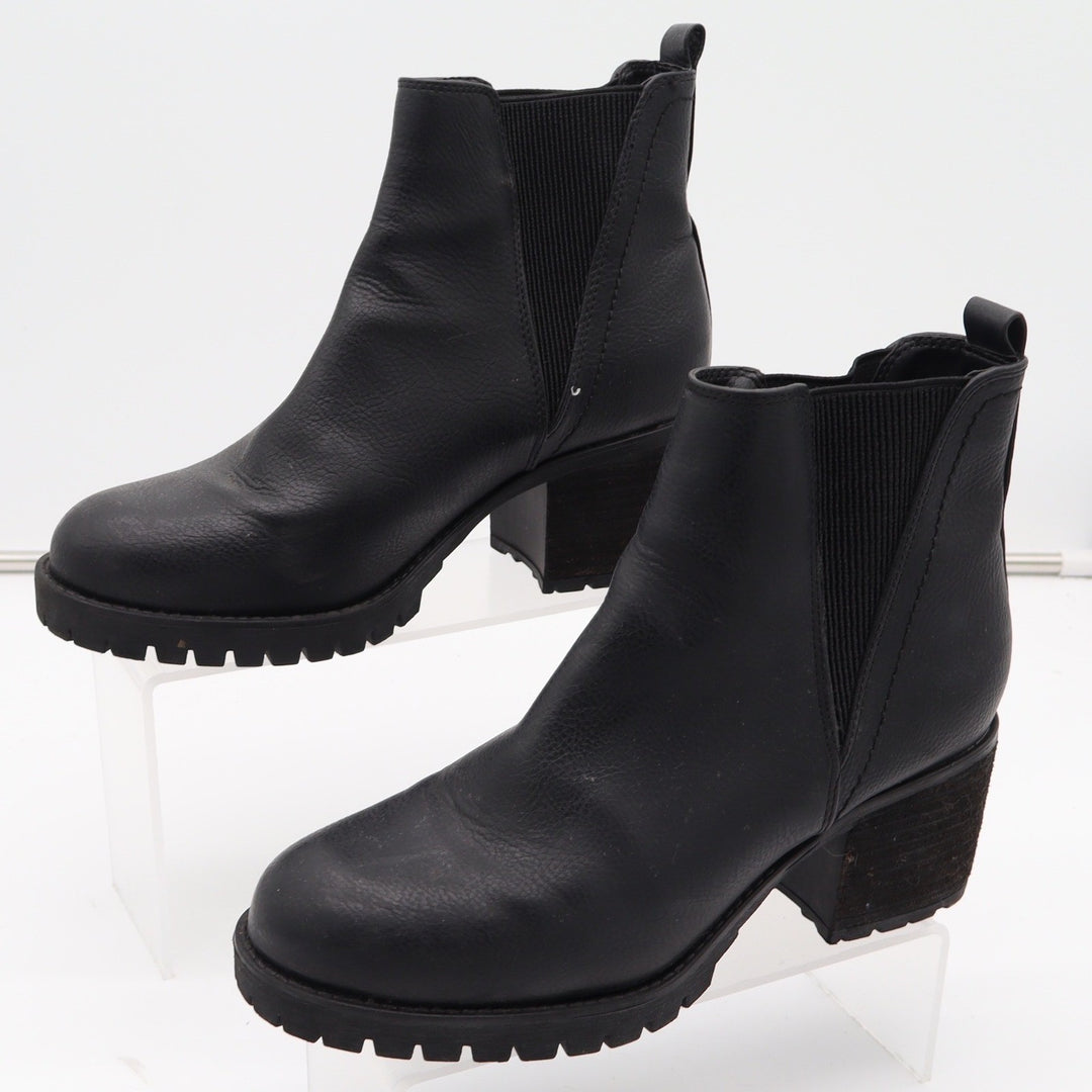 Steve Madden Jody Black Chelsea Lug Sole Block Heel Boots Womens Size 10