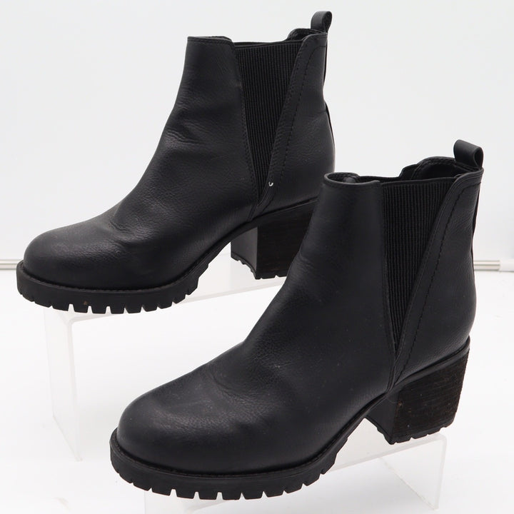 Steve Madden Jody Black Chelsea Lug Sole Block Heel Boots Womens Size 10