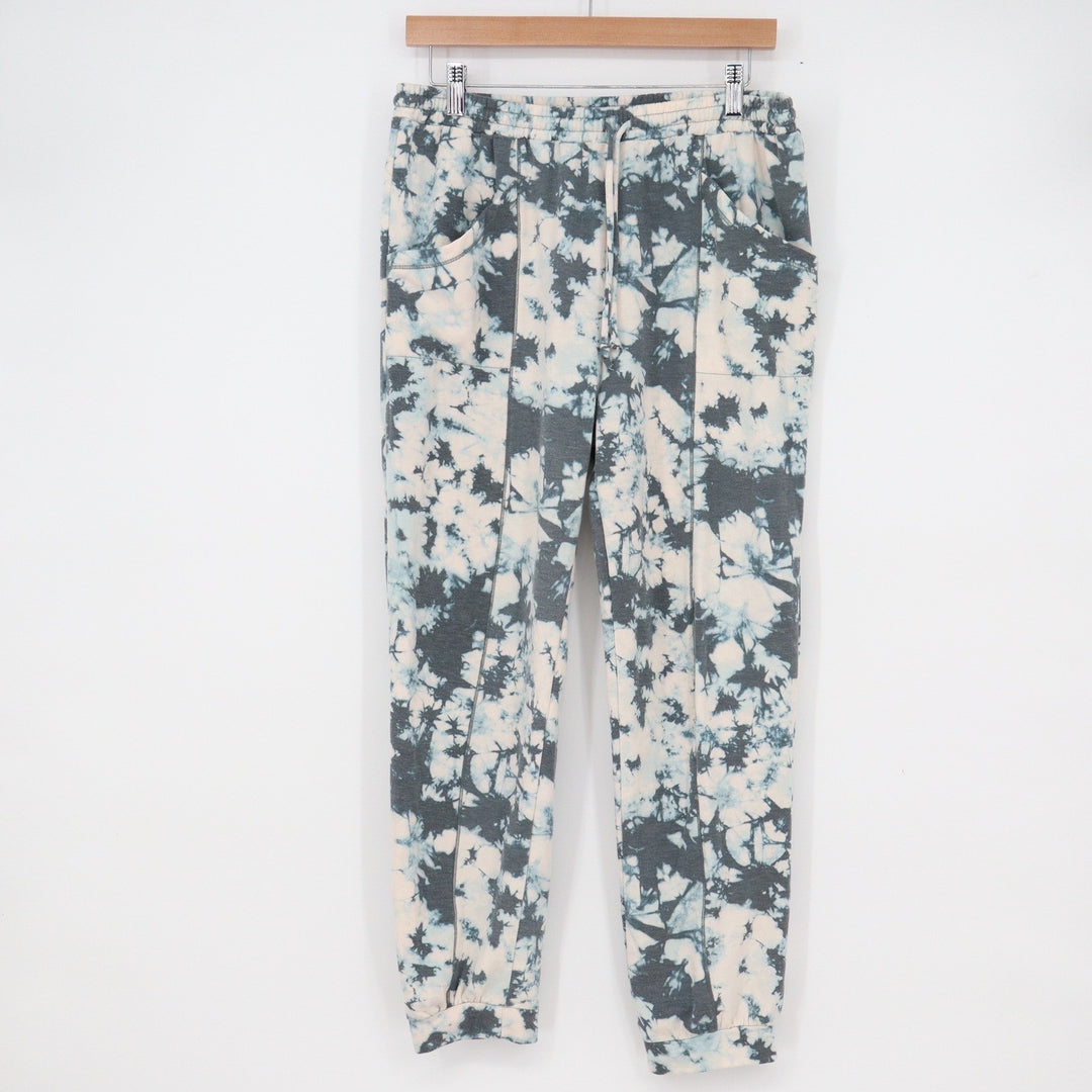 Urban Romantics Blue White Tie Dye Joggers Pants Womens Medium Drawstring Pocket