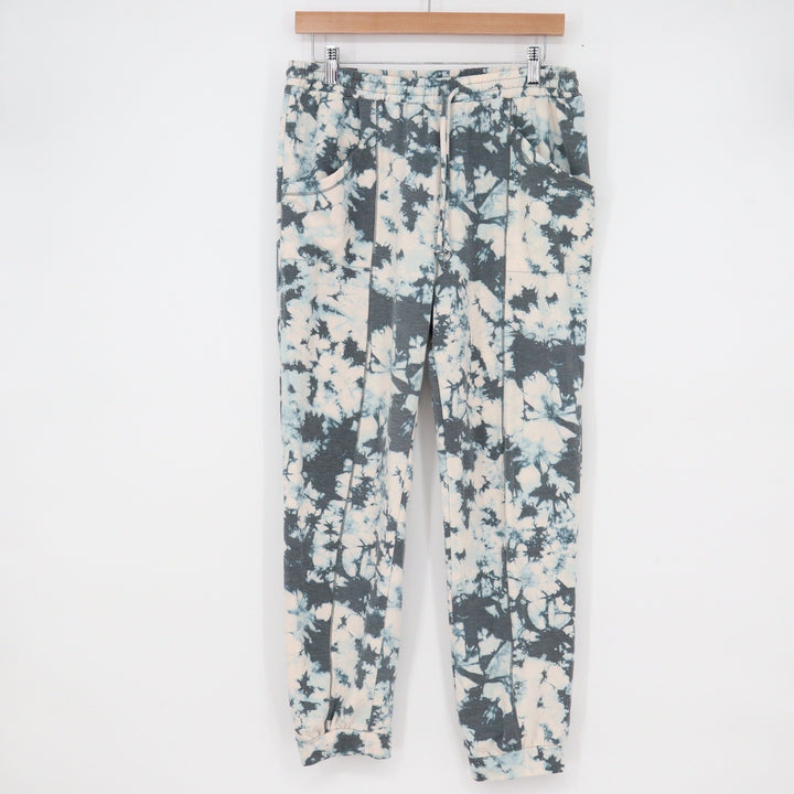 Urban Romantics Blue White Tie Dye Joggers Pants Womens Medium Drawstring Pocket