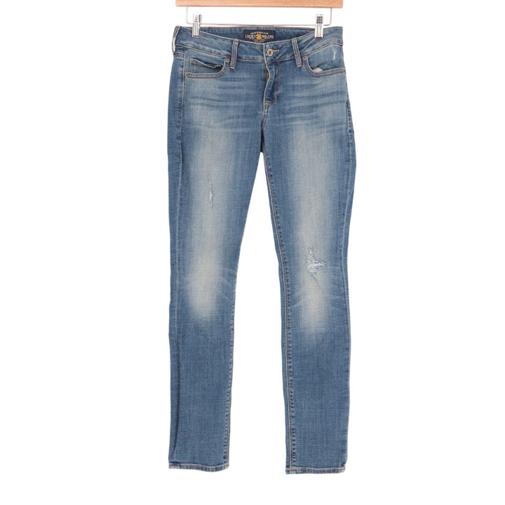Lucky Brand Jeans Womens 2/26 Blue Denim Cotton Stretch Distressed Skinny Leg