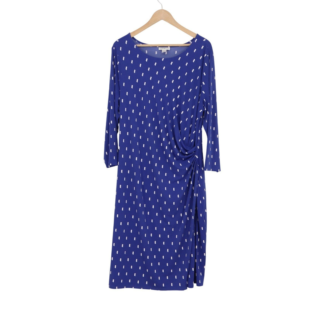 Jaclyn Smith Collection Blue White Dash Print Ruched Sheath Dress XL