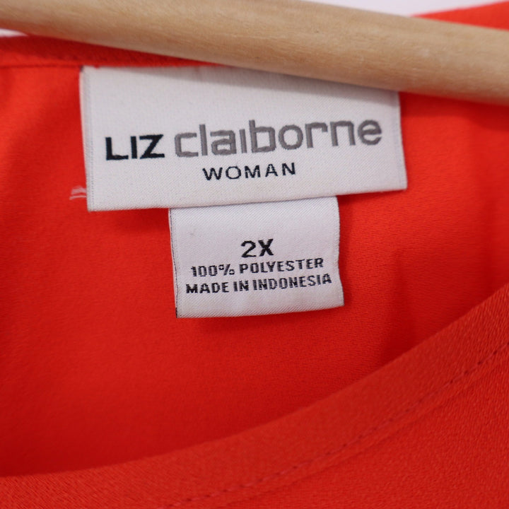 Liz Claiborne Woman 2X Orange Sleeveless Eyelet Scalloped Hem Blouse Top