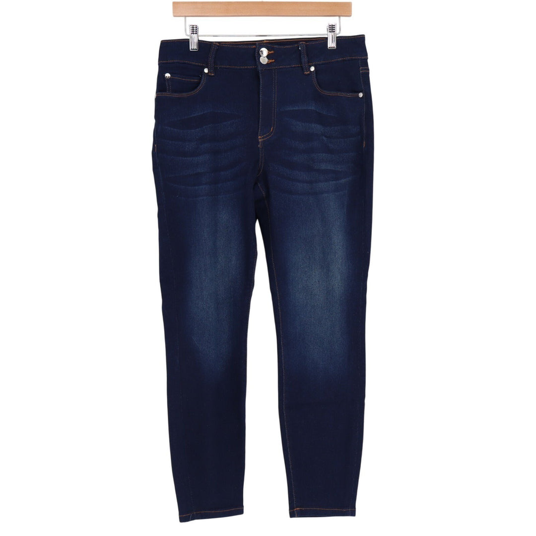 Tahari Jeans Womens 12/31 Blue Denim Cotton Stretch High Rise Pockets Skinny Leg
